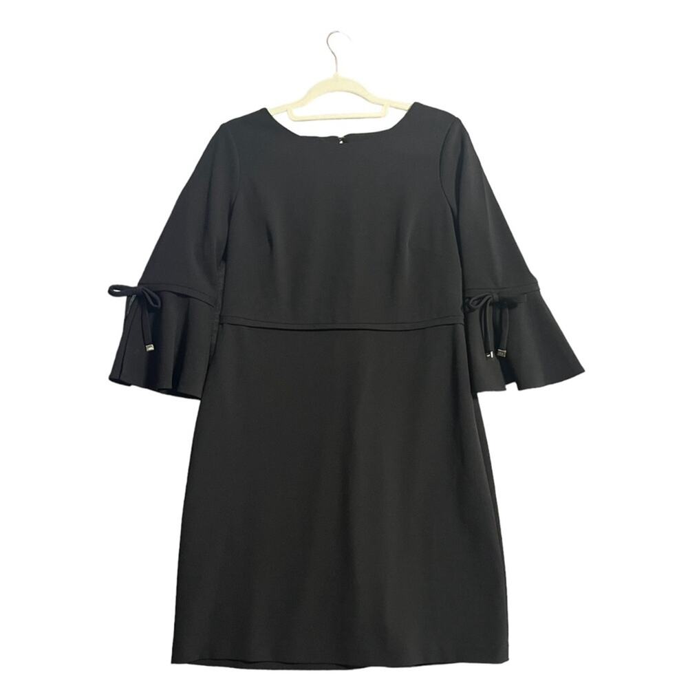 Tommy Hilfiger Black Dress Womens Size 12 Bell Sleeve Scuba Crepe Classy Simple
